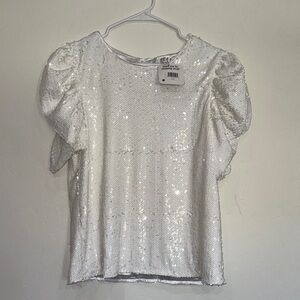 TCEC White Sequin Blouse NWT
